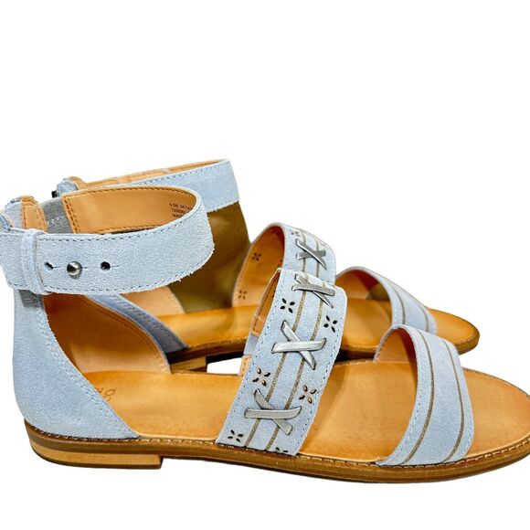 Frye & Co Port to Band Sandal Leather Sandal Ice Blue Women 9.5M NWB Ankle Strap - Picture 4 of 7